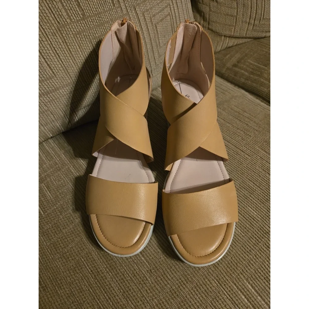 ECCO Elevate Women's Sandals Brown Leather EU 38 US 7 Casual Wedge Comfort Shoes